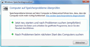 Windows Speicherdiagnosetool Starten