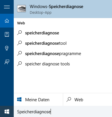 Speicherdiagnose unter Windows 10 aufrufen