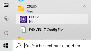 Programmstart CPU-Z