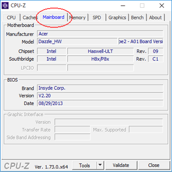 Motherboard Herstellernummer mit cpu-z finden